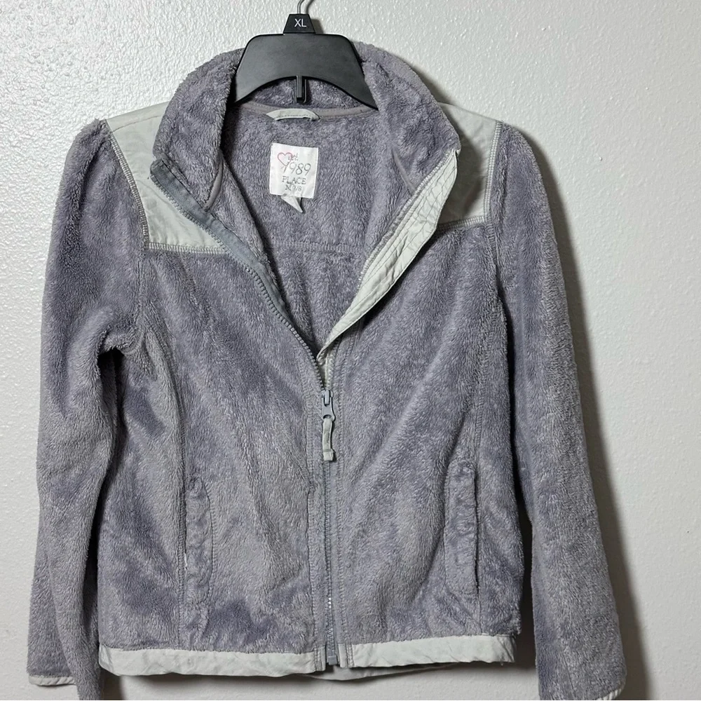 The children’s place Kids Girls Full Zip jacket gray fleece size M (7/8)‎